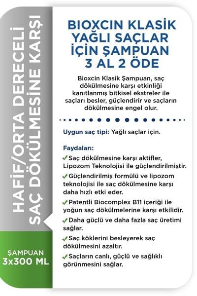 Bioxcin Yağlı Saçlar İçin Şampuan 3 Al 2 Öde