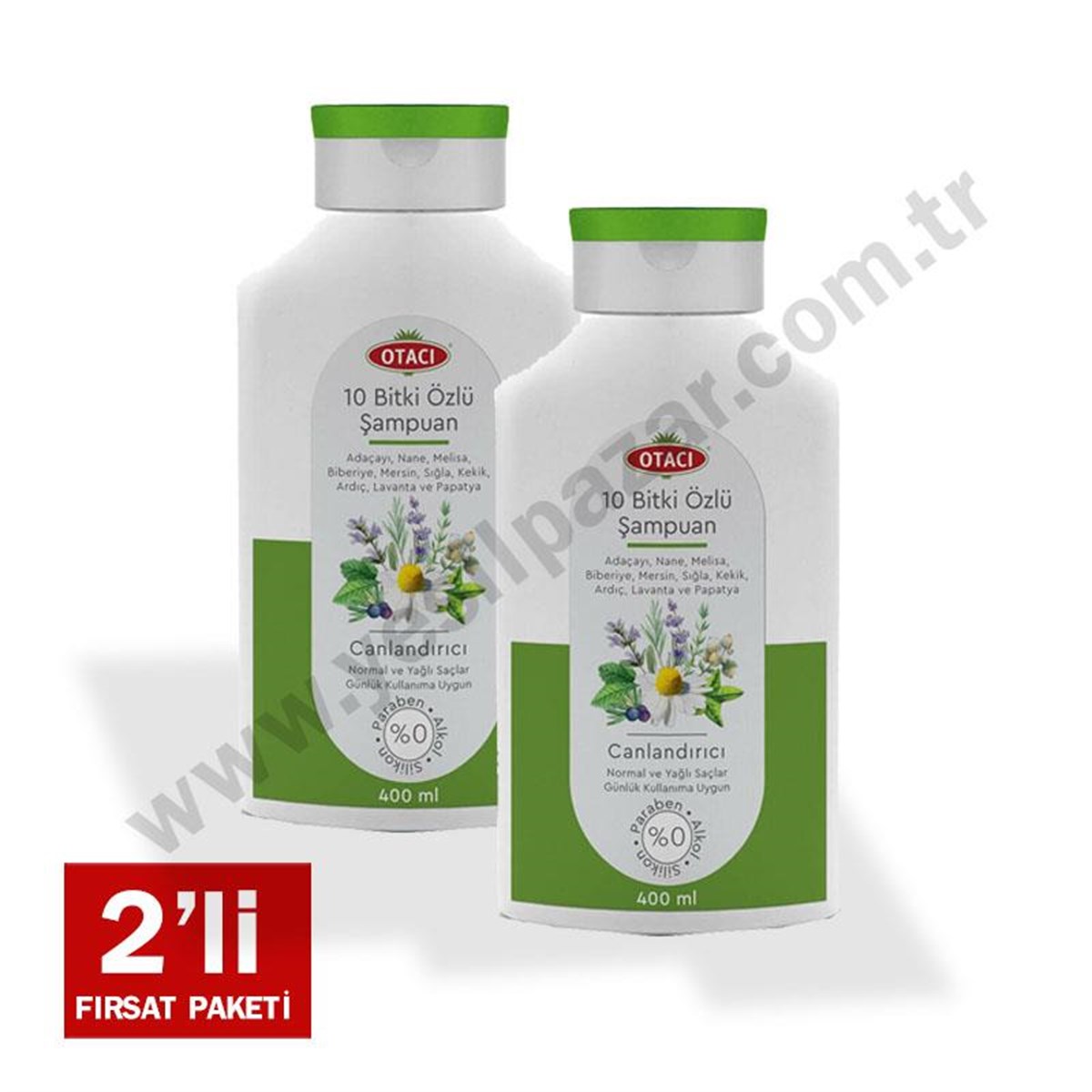 Yeşil Pazar I Piyasanın Fiyat Lideri !Otacı 10 Bitki Özlü Canlandırıcı  Şampuan 400 ml 2 li Avantaj Paketi51,00 TL