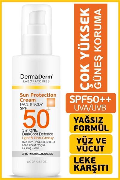 Dermaderm Face ve Body 3 in 1 DarkSpot Leke Karşıtı Kremi SPF 50+ 100 GR