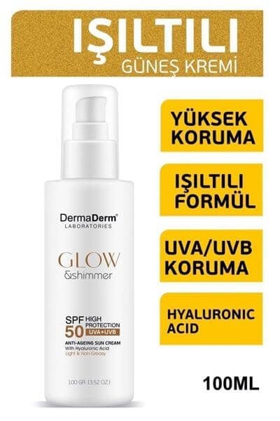 Dermaderm Glow ve Shimmer Simli Güneş Kremi Spf 50 100 GR