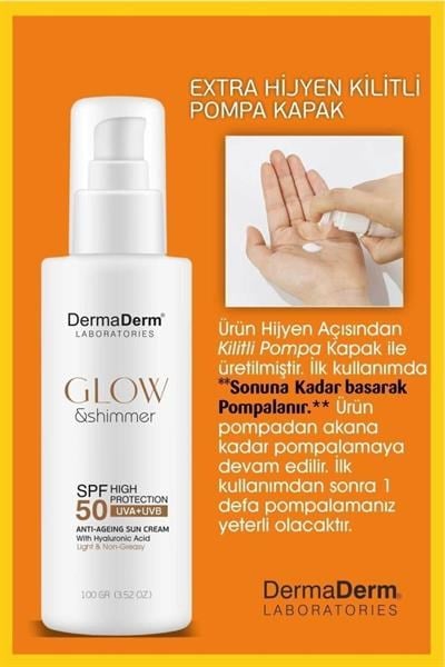 Dermaderm Glow ve Shimmer Simli Güneş Kremi Spf 50 100 GR