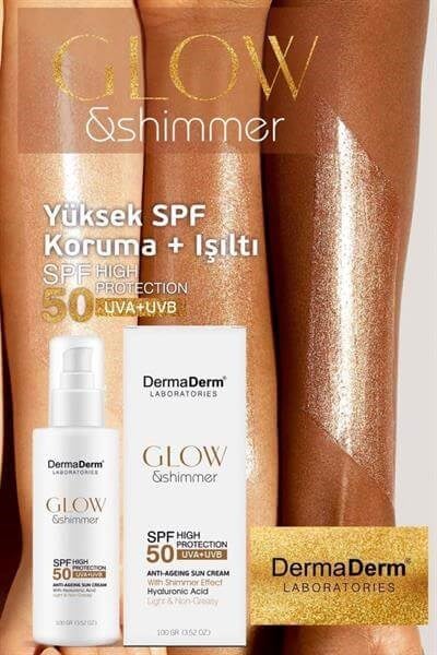 Dermaderm Glow ve Shimmer Simli Güneş Kremi Spf 50 100 GR