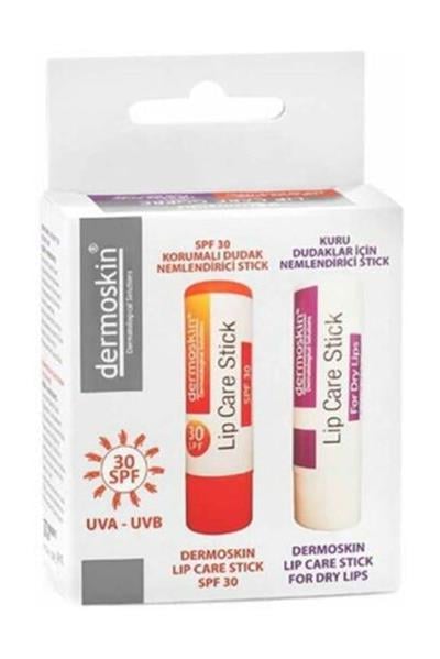 Dermoskin Lip Care + Lip Care Stick Spf 30 Set Dudak Bakım Kremi