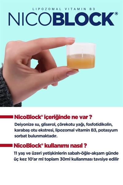 Dr. Erdem Nicoblock Lipozomal Vitamin B3  Gıda Takviyesi 300ml