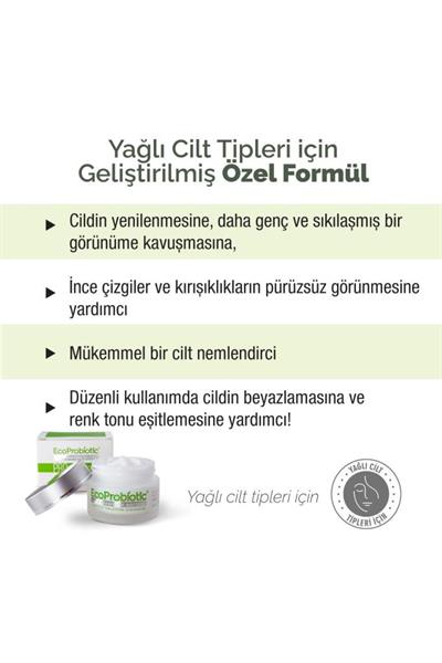 EcoProbiotic Cilt Bakım Kremi Yağlı Cilt Prebiyotik Onarıcı Etki 50ml