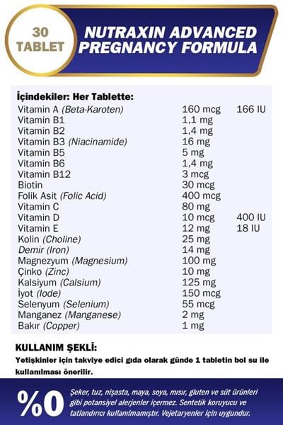 Nutraxin Advanced Pregnancy Formula 30 Tablet 