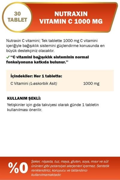 Nutraxin C Vitamin 1000 mg 30 Tablet