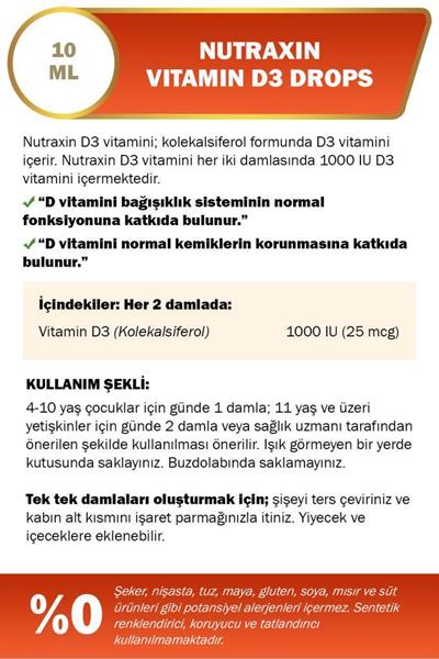 Nutraxin D3 Drops 1000 IU 10 Ml Damla