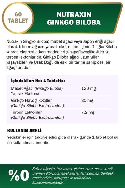 Nutraxin Ginkgo Biloba 120 mg 60 Tablet
