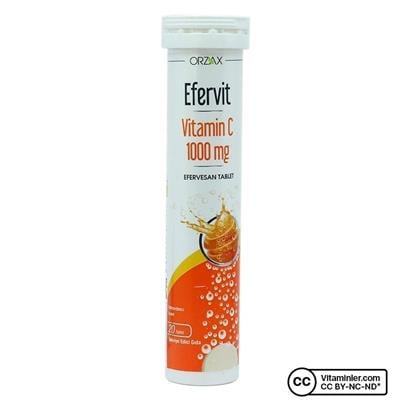 Orzax Efervit Vitamin C 1000 Mg Efervesan Suda Eriyen 20 Tablet