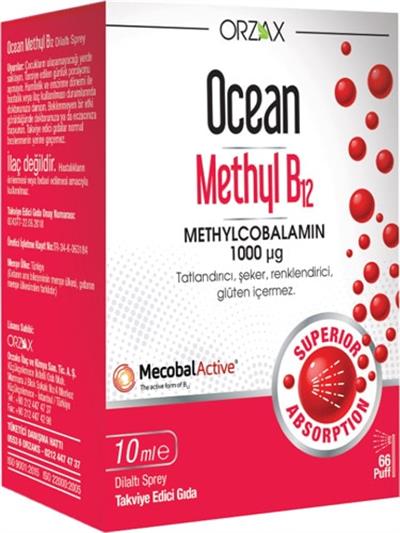 Orzax Ocean Methyl B12 Dilaltı Sprey 10 ml 1000 µg