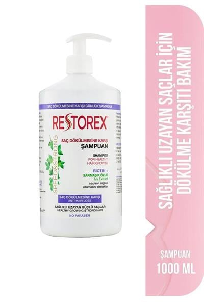 Restorex Speed Strong Saç Dökülmesine Karşı Biotin Sarmaşık Şampuan 1000 Ml