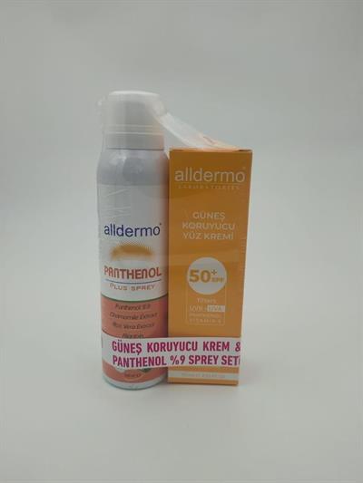 Alldermo Güneş Koruyucu Krem ve Panthenol Yüzde 9 Seti