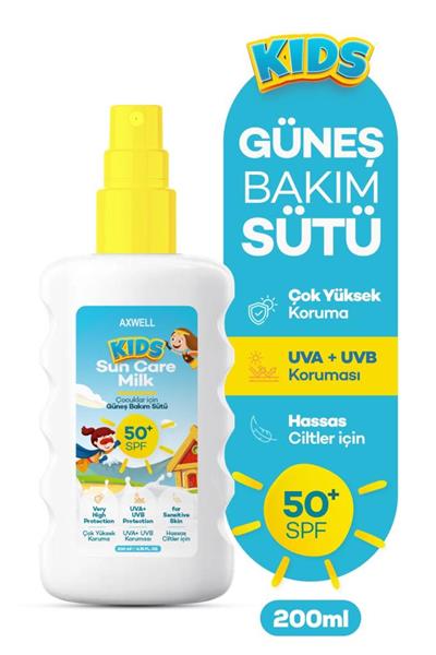 AXWELL Kids Spf50+ Çocuk İçin Yüz & Vücut Güneş Sütü Spreyi 200 mL