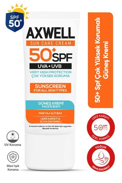 AXWELL Spf 50+ Leke Karşıtı Güneş Kremi 50 ml Tüp