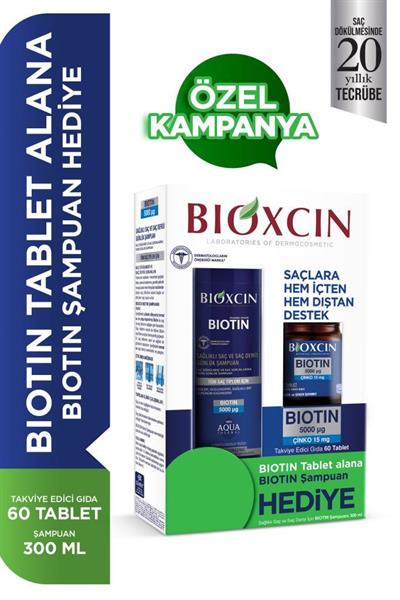 Bioxcin Biotin 5000 Mg 60 Tablet + Biotin Şampuan 300 Ml Hediyeli Set