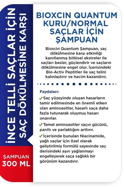 Bioxcin Quantum Kuru ve Normal Saçlar İçin Şampuan 300 Ml