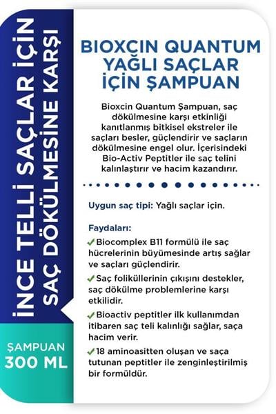 Bioxcin Quantum Yağlı Saçlar İçin Şampuan 300 Ml