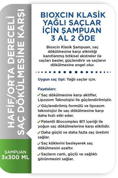 Bioxcin Yağlı Saçlar İçin Şampuan 3 Al 2 Öde