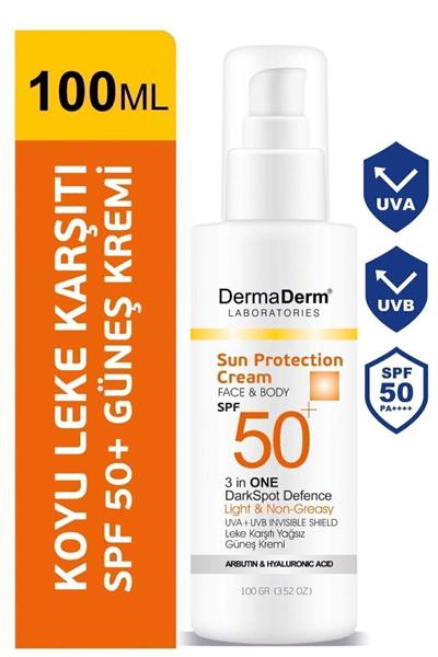 Dermaderm Face ve Body 3 in 1 DarkSpot Leke Karşıtı Kremi SPF 50+ 100 GR