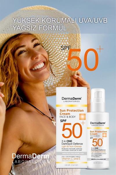 Dermaderm Face ve Body 3 in 1 DarkSpot Leke Karşıtı Kremi SPF 50+ 100 GR