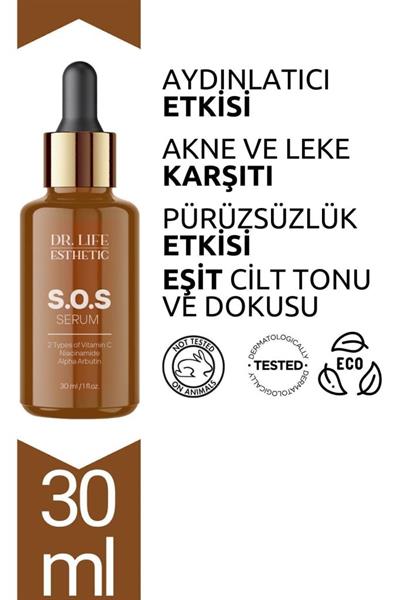 Dr. Life Esthetic C Vitamini Arbutin Leke & Akne Karşıtı Bariyer Onarıcı Yenileyici Serum S.O.S 30 Ml