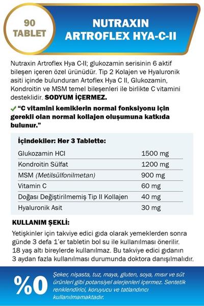 Nutraxin Artroflex Hya C II Collagen 90 Tablet