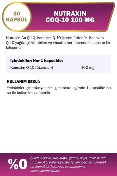 Nutraxin Koenzim Q10 100 Mg 30 Softgels Nutraxin