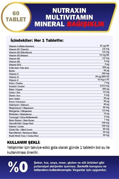 Nutraxin Multivitamin Mineral Immune Complex 60 Tablet