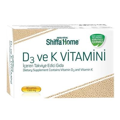 Shiffa Home D3 ve K Vitamini İçeren Takviye Edici Gıda 30 Kapsül