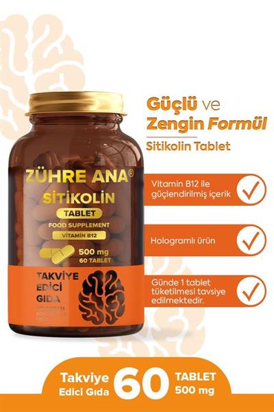 Zühre Ana Sitikolin ve Vitamin B12 İçeren Takviye Edici Gıda 60 Tablet