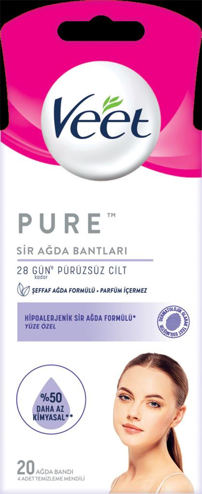 Veet Pure Sir Ağda Bandı Bacak ve Vücut 20 li Paket Hipoalerjenik