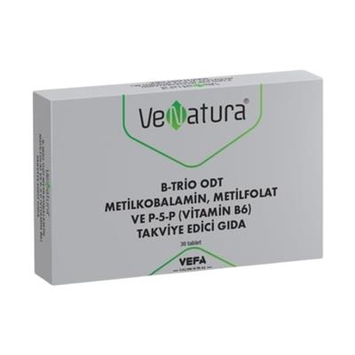 Venatura B-Trio Odt Metilkobalamin, Metilfolat ve P-5-P (Vitamin B6) Takviye Edici Gida 30 Tablet