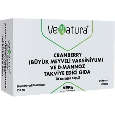 Venatura Büyük Meyveli Vaksiniyum(Cranberry) ve D-Mannoz Takviye Edici Gida 30 Kapsül