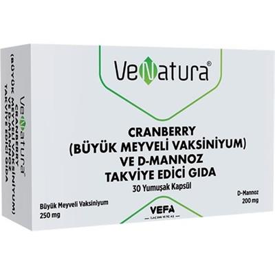 Venatura Büyük Meyveli Vaksiniyum(Cranberry) ve D-Mannoz Takviye Edici Gida 30 Kapsül