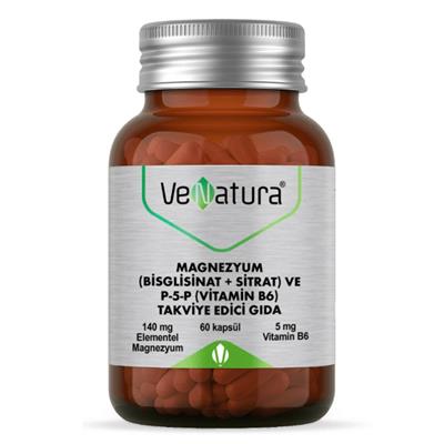 Venatura Mağnezyum Bisgilisinat Sitrat P5P Vitamin B6 60 Kapsül