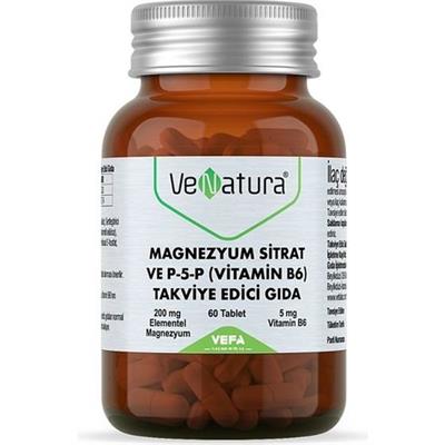 Venatura Magnezyum Sitrat ve P-5-P(Vitamin B6) Takviye Edici Gida 200 mg 60 Tablet