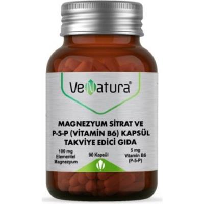 Venatura Magnezyum Sitrat ve P-5-P(Vitamin B6) Kapsül Takviye Edici Gida 100 mg 90 Kapsül