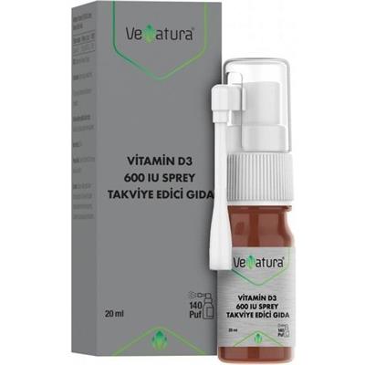 Venatura Vitamin D3 600 Iu Sprey Takviye Edici Gida 20 Ml 140 Puf