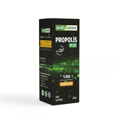 Yeşil Pazar Propolis Plus Yüzde 20 20 ml  Helal Sertifikalı