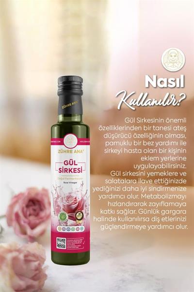 Zühre Ana Gül Sirkesi Doğal Fermantasyon 500 Ml