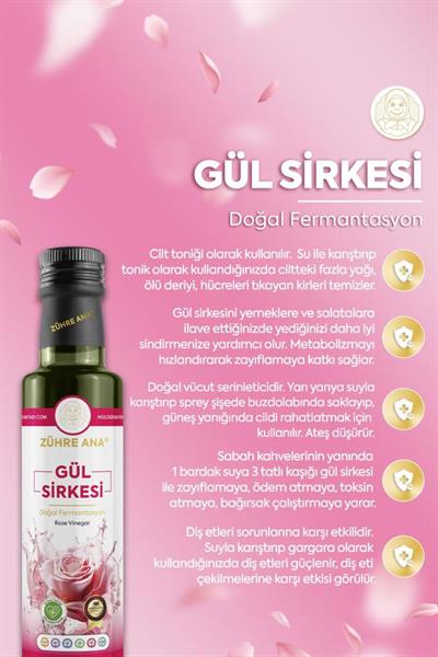 Zühre Ana Gül Sirkesi Doğal Fermantasyon 500 Ml