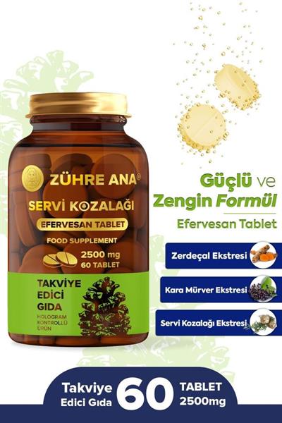 Zühre Ana Servi Kozalağı Efervesan Tablet 2500 Mg 60 Tablet