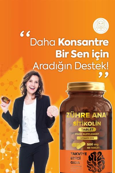 Zühre Ana Sitikolin ve Vitamin B12 İçeren Takviye Edici Gıda 60 Tablet