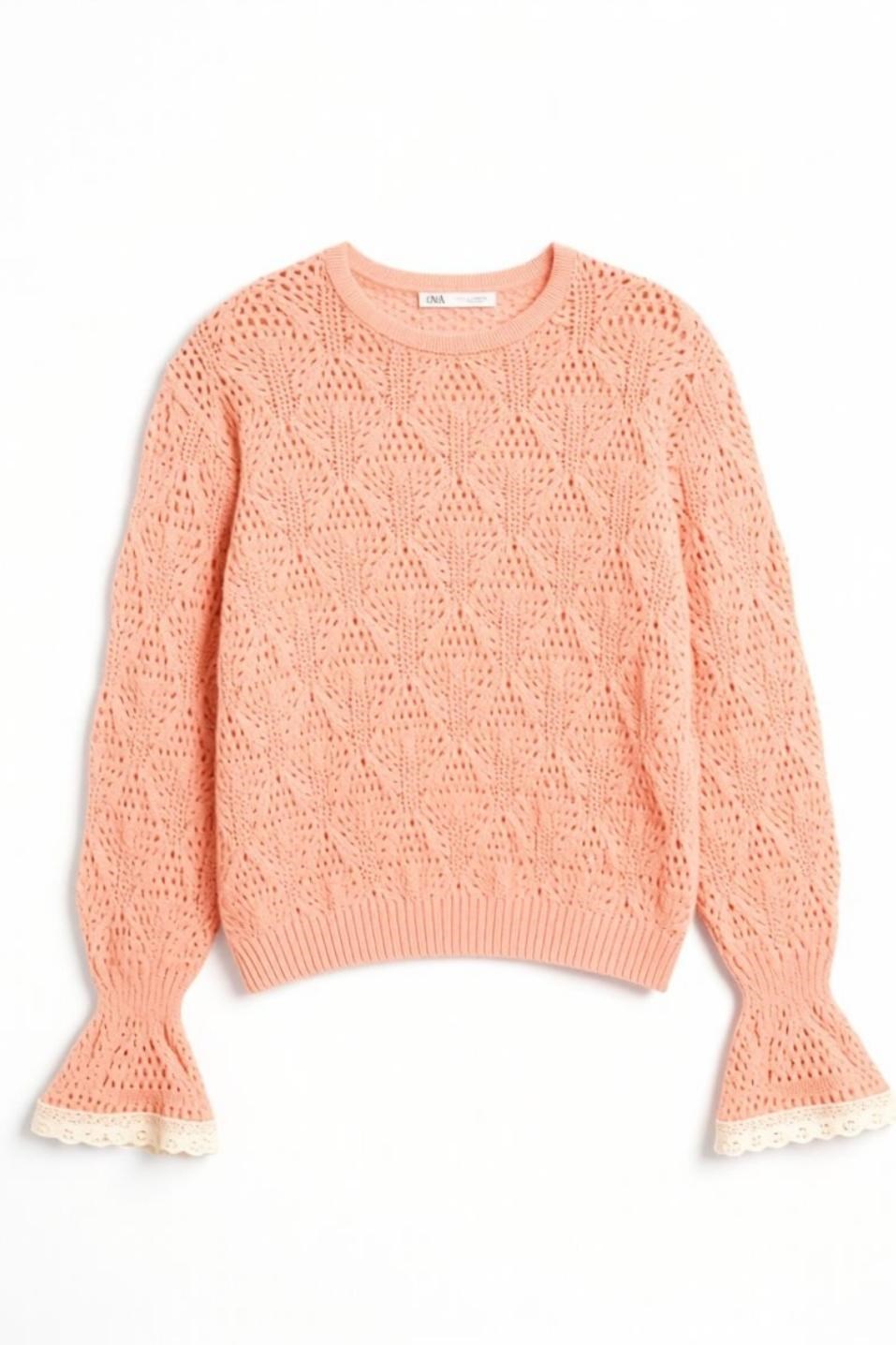 Alisse Vintage Ajur Triko Bluz Somon