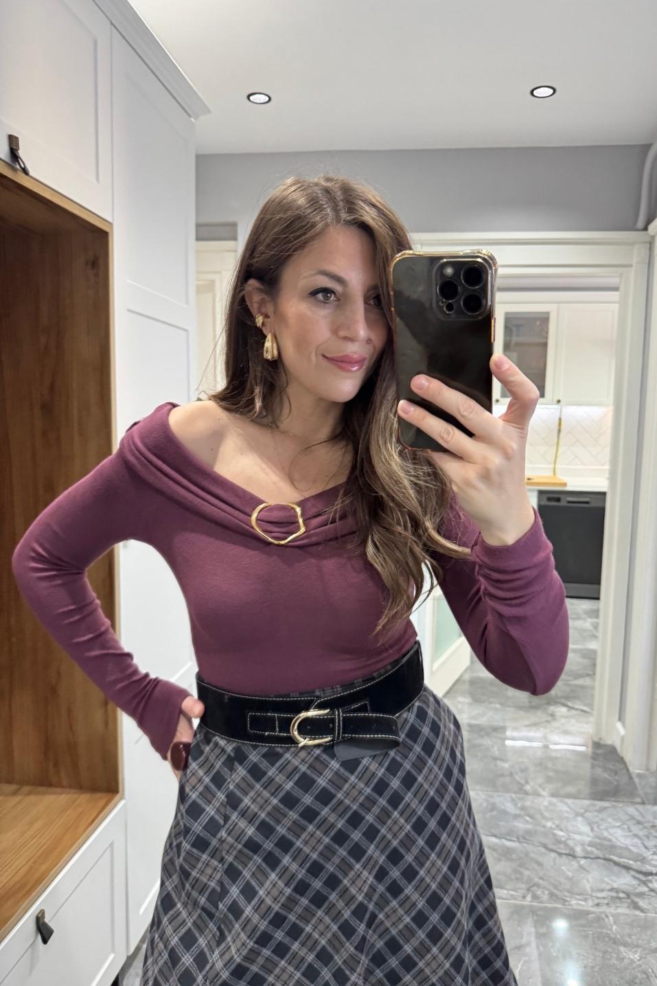 Aurine Metal Tokalı Bluz Bordo