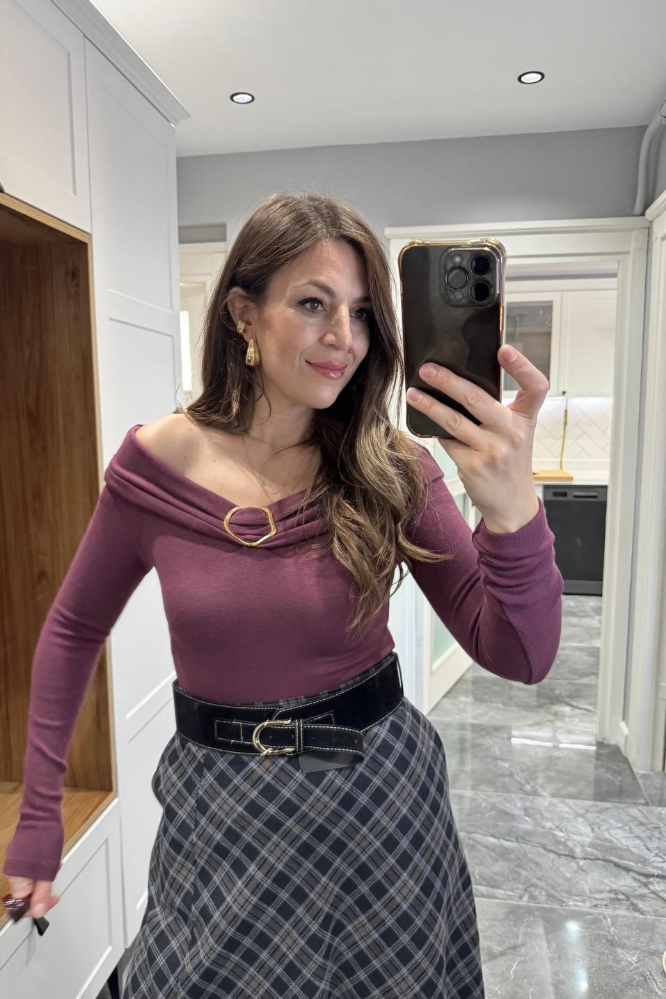 Aurine Metal Tokalı Bluz Bordo