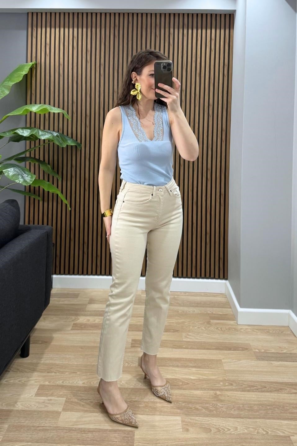 Bella Dantel Detay Atlet Bluz Bebe Mavi