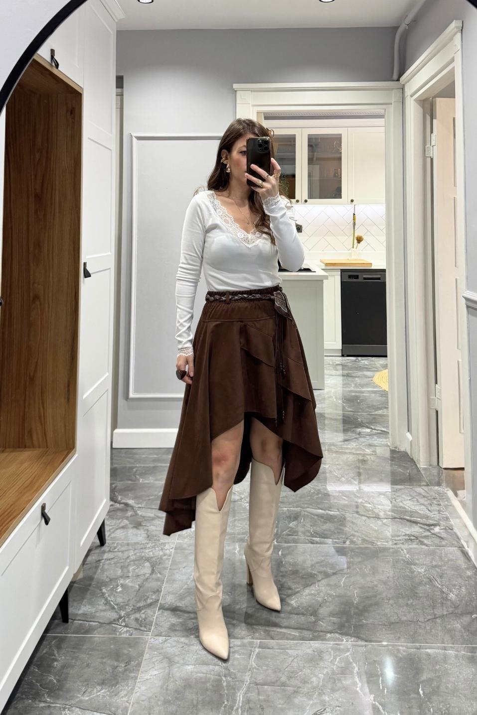 Dantel Detaylı Bluz Ekru