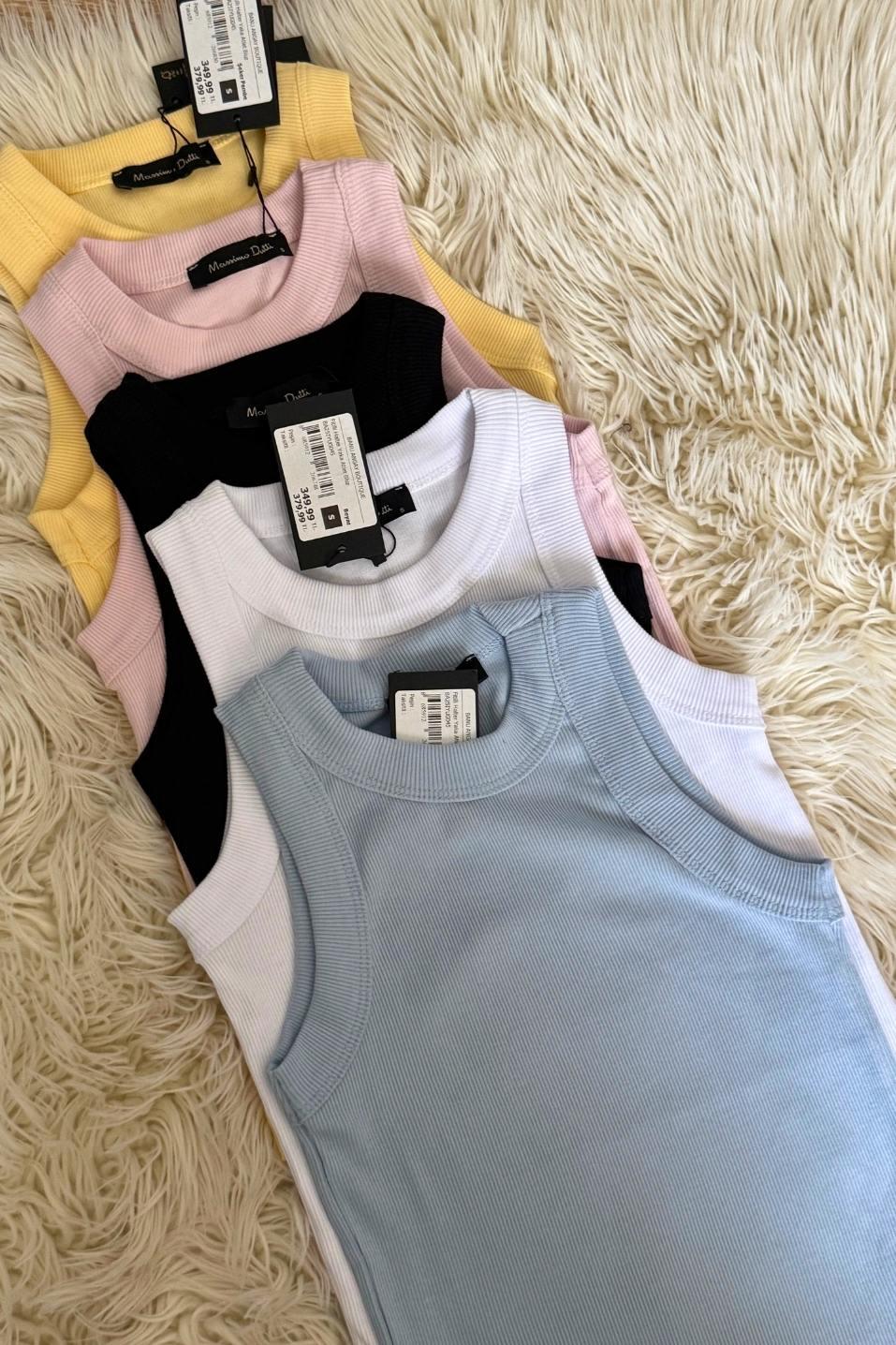 Fitilli Halter Yaka Atlet Bluz Şeker Pembe